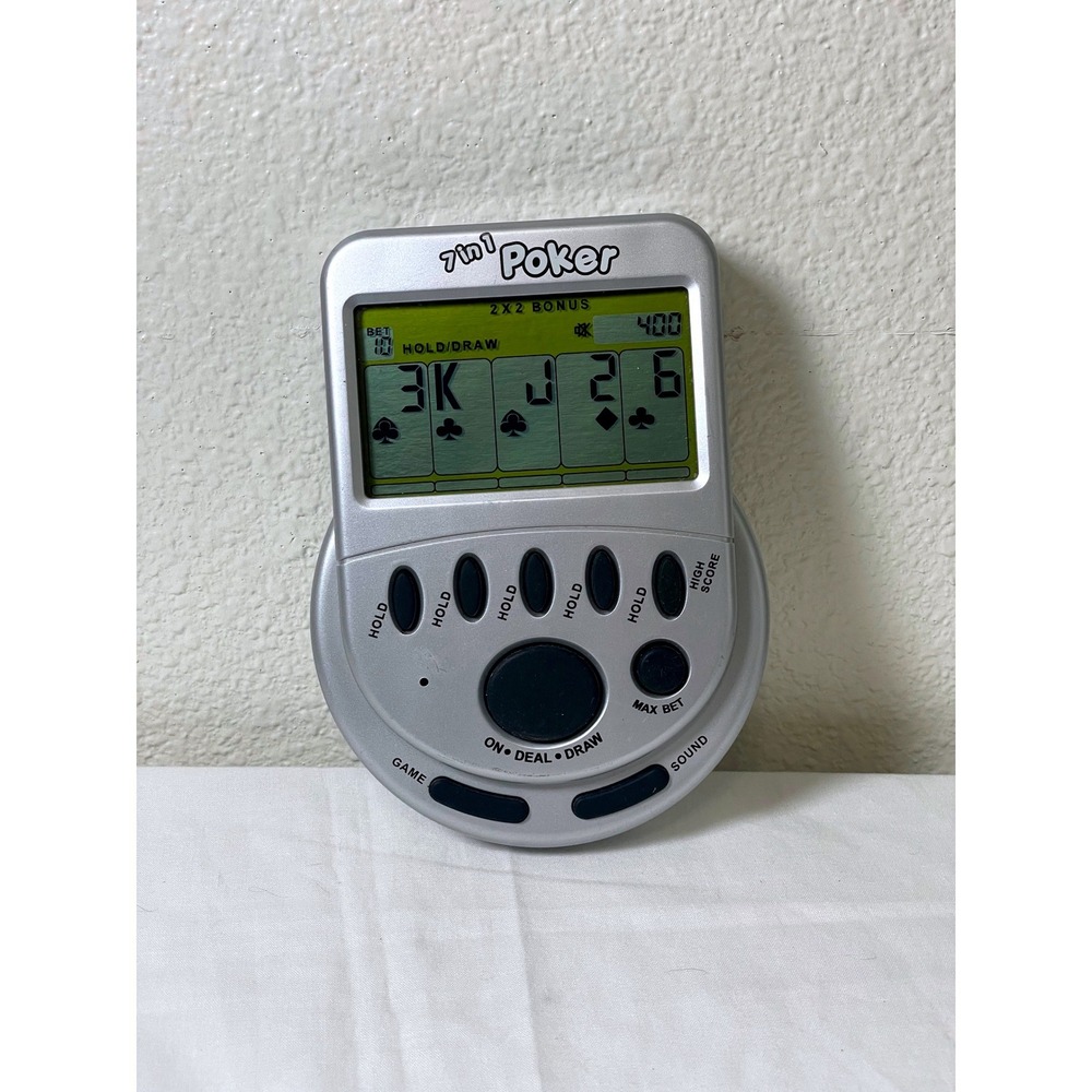 Unbranded 7 in 1 Poker Handheld Electronic Game OS Silver Excellent Retro Casino